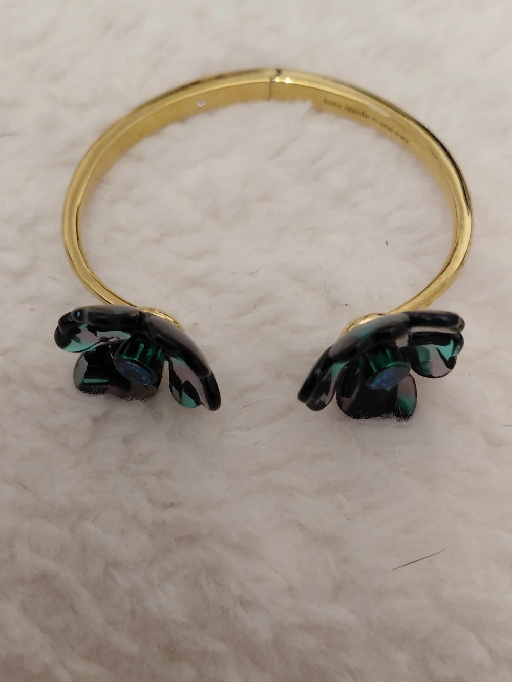 kate spade Gold-tone Floral Open Cuff with Black and Teal Accents - Picture 3 of 3